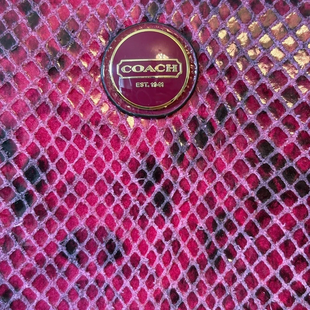 Coach Python Leather Zip Around Wallet - Raspberry - Picture 3 of 8